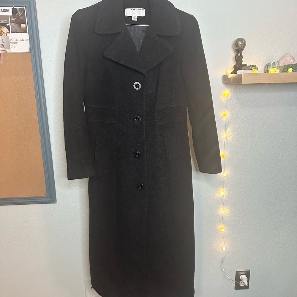 Anne Klein Charcoal Gray Wool & Cashmere Blend Coat